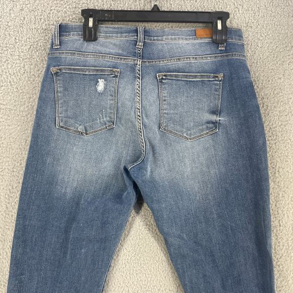 Judy Blue Jeans Womens Plus 1XL 38 x 27 Blue Distressed Boyfriend Denim Wisker - Picture 8 of 13